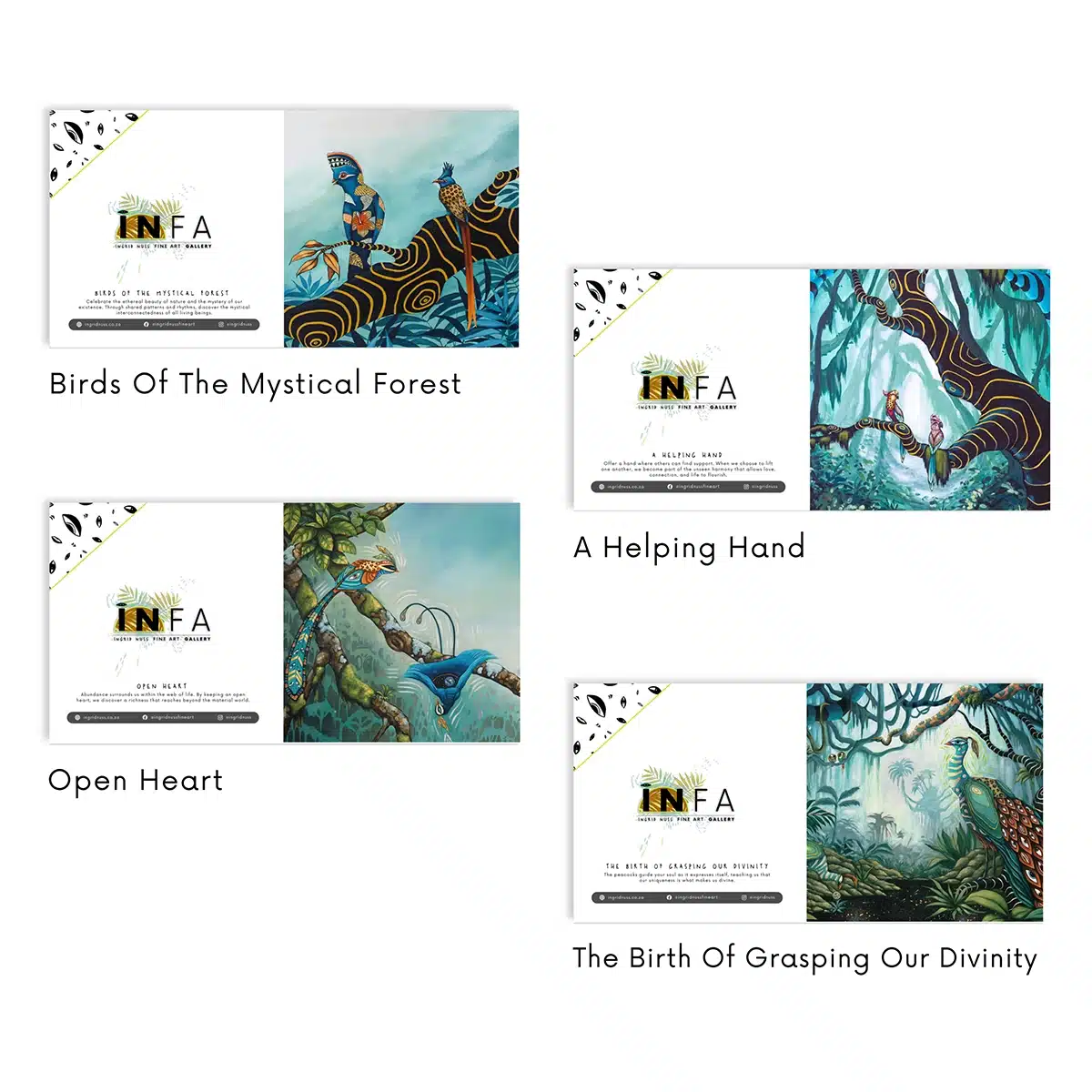 Greeting card set featuring artwork by Ingrid Nuss Fine Art Gallery Wilderness Garden Route South Africa
